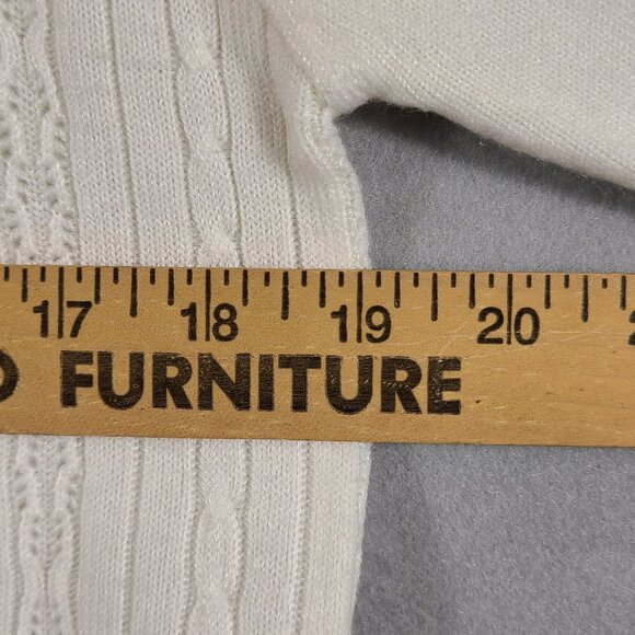 Vtg Koret White Mock Neck Pullover Sweater Short Sleeve Zip Back Size Medium? - Picture 6 of 6
